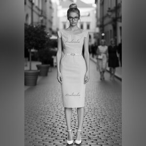 Black Halo Jackie O Light Grey Dress Original Belt Size 2 Scarlett Black Widow